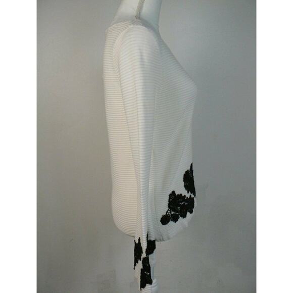 $90 INC International Concepts White Black Applique Ribbed Sweater XS NEW - Picture 3 of 6